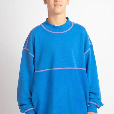 Boys Contrast Stitch Electric Blue Sweatshirt