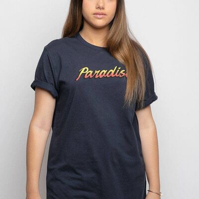 Girls Paradise Slogan Navy T-shirt