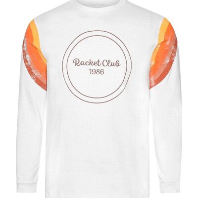 Boys White Long Sleeve  Racket Club T-Shirt