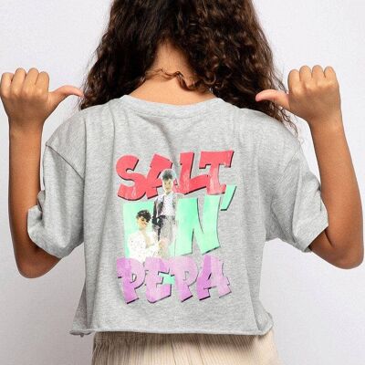 Girls Salt-N-Pepa Grey Cropped T-shirt