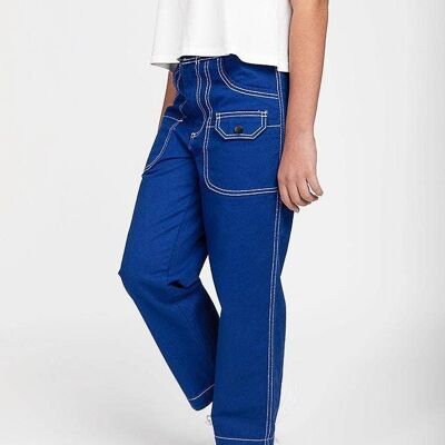 Girls Royal Blue Contrast Stitch Skater Trouser