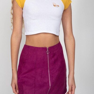 Girls Purple Suede Zipper Skirt