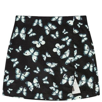 Girls Butterfly All Over Print Corduroy Slit Skirt