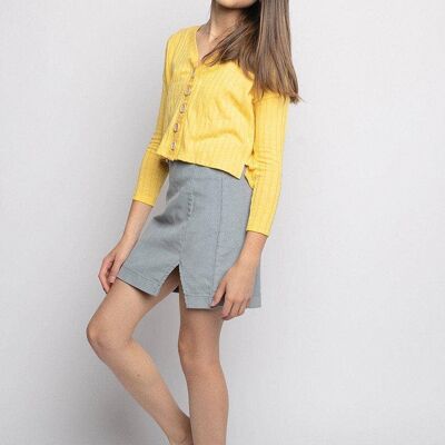 Girls Light Blue Corduroy Slit Skirt