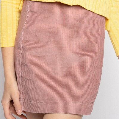 Girls Pink Corduroy Slit Skirt