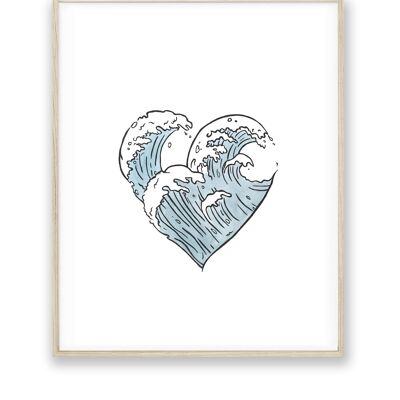 Art illustration - Watercolor heart - 20x30
