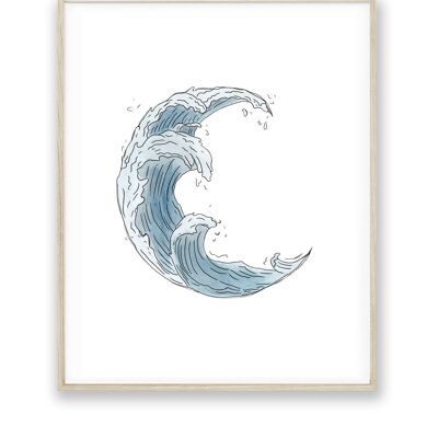 Illustration d'art - Aquarelle Lune - 20x30