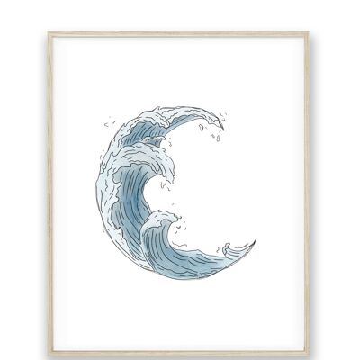 Illustration d'art - Aquarelle Lune - 30x40