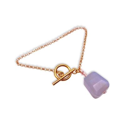 Chalcedony T Bar Anklet - Gold