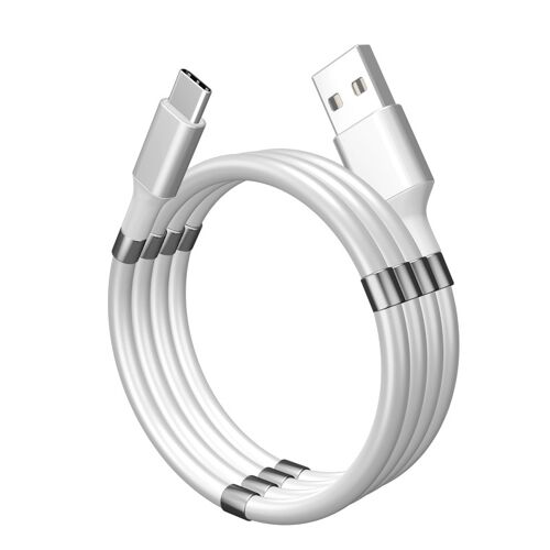 Cable magnetico enrollable pk01 usb-c 1,8m blanco