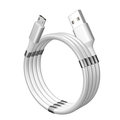 Cable magnetico enrollable pk01 micro usb 0,9m blanco