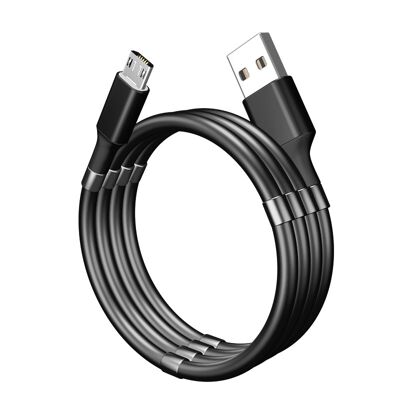 Cable magnetico enrollable pk01 micro usb 0,9m negro