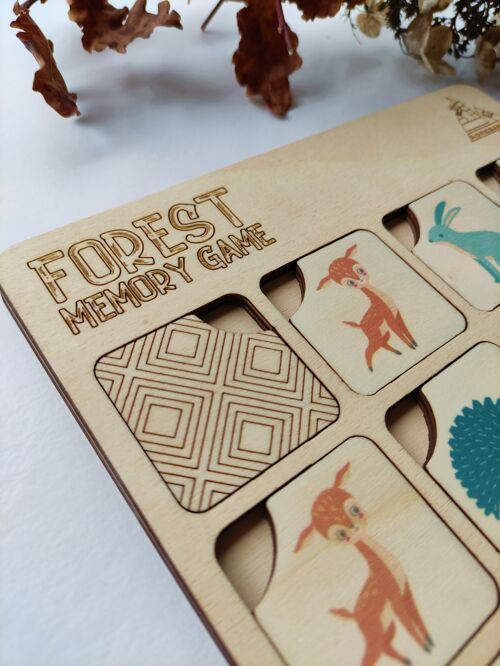 Wooden Forest Memory Game, Montessori Match Toy