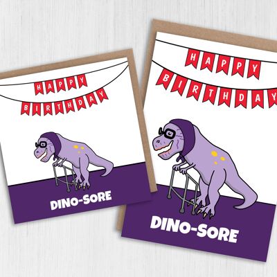 Divertida tarjeta de cumpleaños femenina: Dino-sore