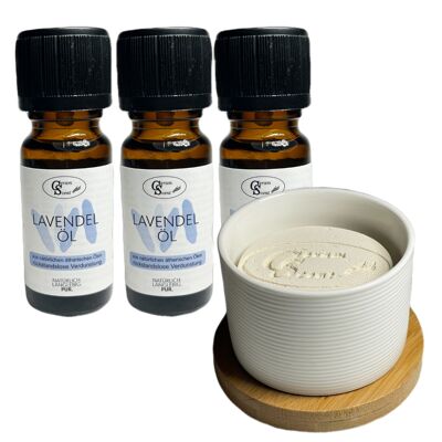 Duftstein Set Delux Lavendel Öl | ätherisch - Glasflaschen