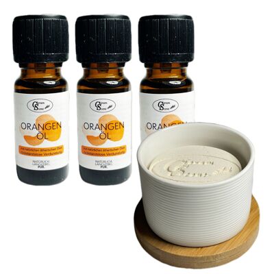 Duftstein Set Delux Orangen Öl | ätherisch - Glasflaschen