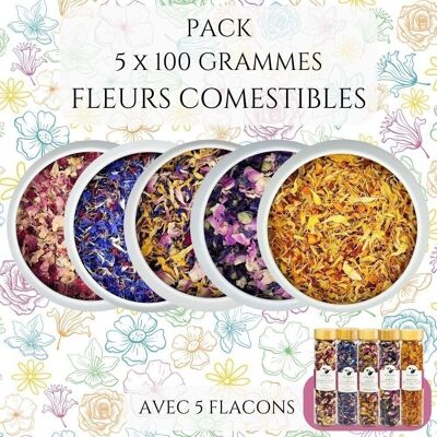 Pétales de Fleurs Séchées Comestibles (5x100 g)