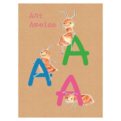Papier peint - ABC Animal A - Format : 40 x 50 cm