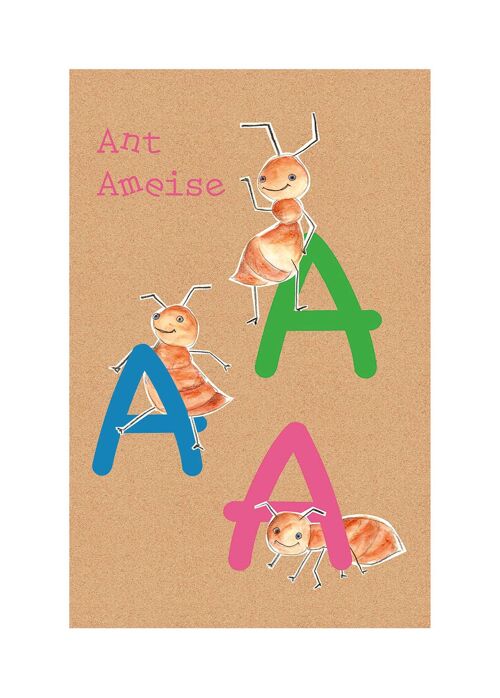 Wandbild - ABC Animal A - Größe: 50 x 70 cm