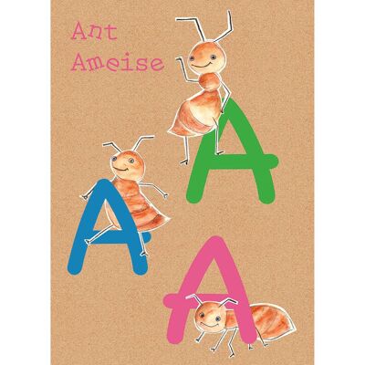 Papier peint - ABC Animal A - Dimensions : 50 x 70 cm