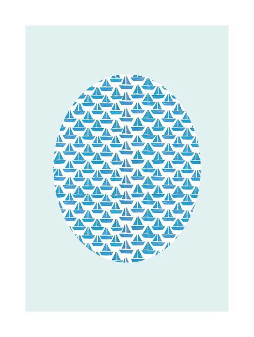 Wandbild - Shelly Patterns Aqua - Größe: 30 x 40 cm