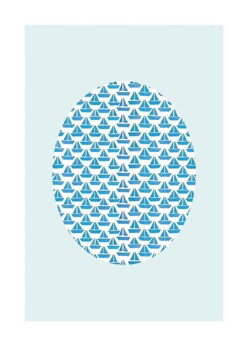 Wandbild - Shelly Patterns Aqua - Größe: 50 x 70 cm