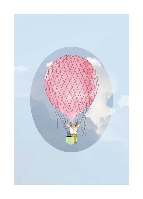 Wandbild - Happy Balloon Blue - Größe: 50 x 70 cm