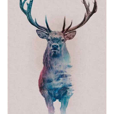 Wandbild - Animals Forest Deer - Größe: 50 x 70 cm