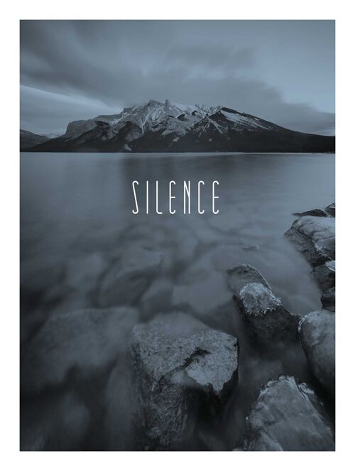 Wandbild - Word Lake Silence Steel  - Größe: 30 x 40 cm