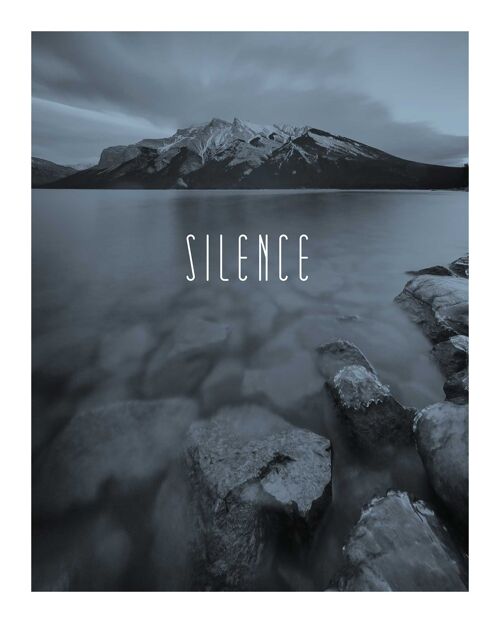 Wandbild - Word Lake Silence Steel  - Größe: 40 x 50 cm