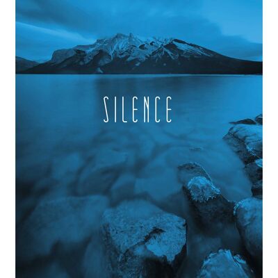 Mural - Word Lake Silence Blue - Size: 30 x 40 cm