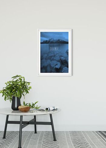 Papier Peint - Mot Lac Silence Bleu - Dimensions : 30 x 40 cm 2