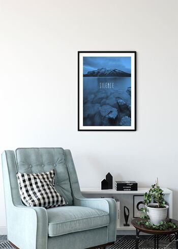 Papier Peint - Mot Lac Silence Bleu - Dimensions : 40 x 50 cm 4