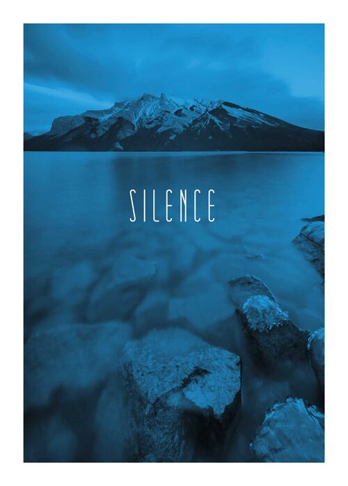 Wandbild - Word Lake Silence Blue  - Größe: 50 x 70 cm
