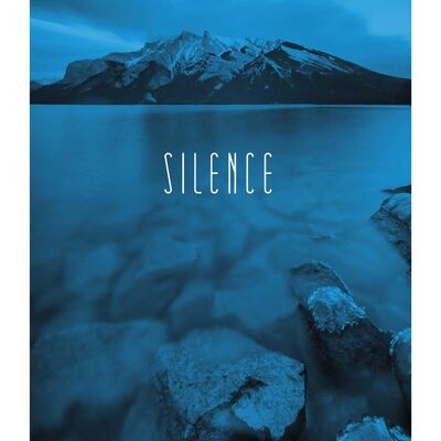 Mural - Word Lake Silence Blue - Size: 50 x 70 cm