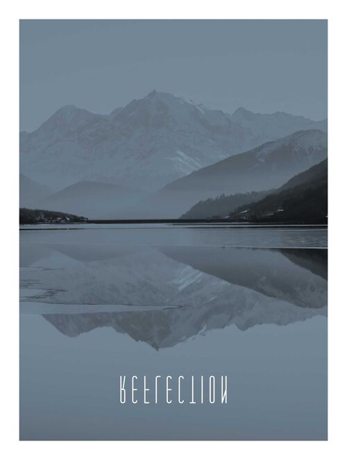 Wandbild - Word Lake Reflection Steel  - Größe: 30 x 40 cm