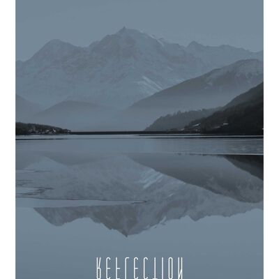 Wandbild - Word Lake Reflection Steel  - Größe: 30 x 40 cm