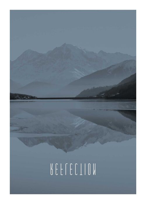 Wandbild - Word Lake Reflection Steel  - Größe: 50 x 70 cm