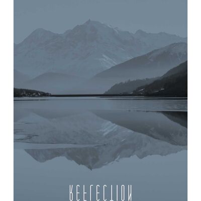 Wandbild - Word Lake Reflection Steel  - Größe: 50 x 70 cm