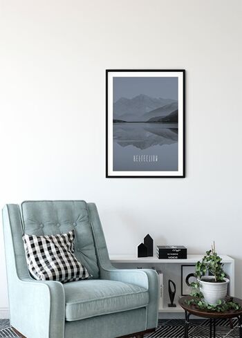 Papier Peint - Word Lake Reflet Acier - Dimensions : 50 x 70 cm 4