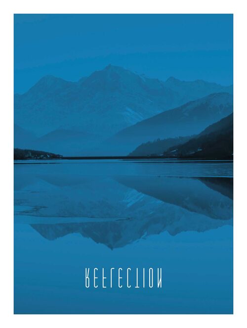 Wandbild - Word Lake Reflection Blue  - Größe: 30 x 40 cm