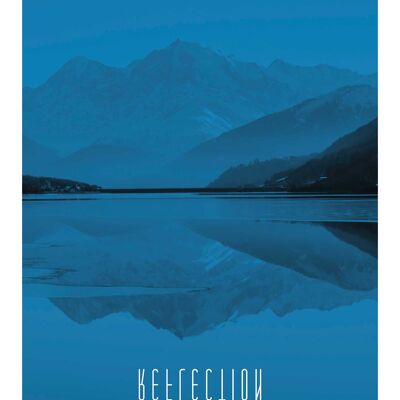 Wandbild - Word Lake Reflection Blue  - Größe: 30 x 40 cm