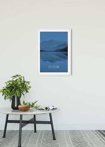 Papier Peint - Word Lake Reflet Bleu - Dimensions : 30 x 40 cm 2