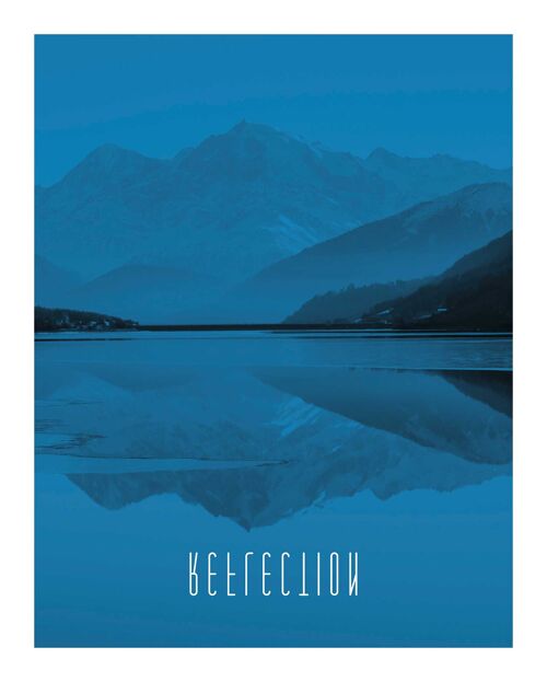 Wandbild - Word Lake Reflection Blue  - Größe: 40 x 50 cm
