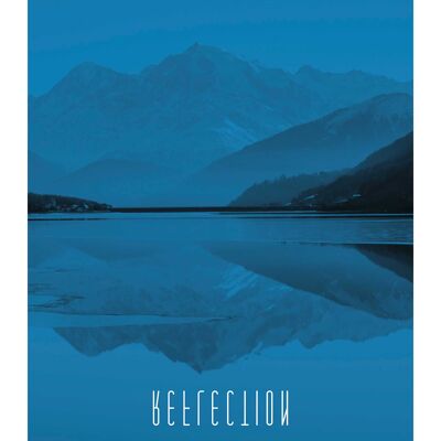 Wandbild - Word Lake Reflection Blue  - Größe: 40 x 50 cm