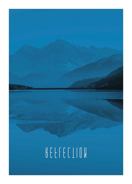 Wandbild - Word Lake Reflection Blue  - Größe: 50 x 70 cm