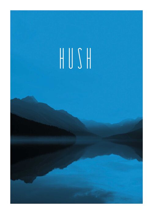 Wandbild - Word Lake Hush Blue  - Größe: 50 x 70 cm