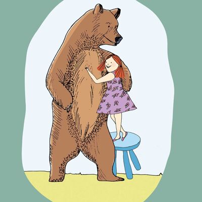 Mural - Lili and Bear - Size: 50 x 70 cm