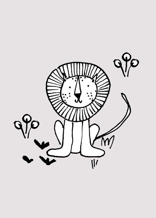 Wandbild - Scribble Lion - Größe: 50 x 70 cm