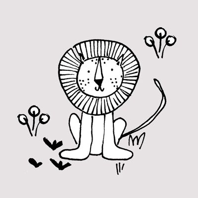 Wandbild - Scribble Lion - Größe: 50 x 70 cm